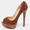 imageFSJ Women Classic Rivets Platform Heel Peep Toe Pumps High Stiletto Heel Slip On Studded Sexy Wedding Party Dance Shoes Size 416 USRed Leopard Print