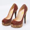imageFSJ Women Classic Rivets Platform Heel Peep Toe Pumps High Stiletto Heel Slip On Studded Sexy Wedding Party Dance Shoes Size 416 USRed Leopard Print