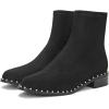 imageFSJ Women Classic Suede Round Toe Block Low Heel Ankle Boots Elastic Flat Booties Pearls Pull On Casual Ladies Shoes Size 415 USBlack