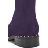 imageFSJ Women Classic Suede Round Toe Block Low Heel Ankle Boots Elastic Flat Booties Pearls Pull On Casual Ladies Shoes Size 415 USDark Purple