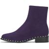 imageFSJ Women Classic Suede Round Toe Block Low Heel Ankle Boots Elastic Flat Booties Pearls Pull On Casual Ladies Shoes Size 415 USDark Purple