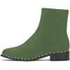 imageFSJ Women Classic Suede Round Toe Block Low Heel Ankle Boots Elastic Flat Booties Pearls Pull On Casual Ladies Shoes Size 415 USGreen