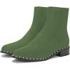 imageFSJ Women Classic Suede Round Toe Block Low Heel Ankle Boots Elastic Flat Booties Pearls Pull On Casual Ladies Shoes Size 415 USGreen