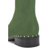 imageFSJ Women Classic Suede Round Toe Block Low Heel Ankle Boots Elastic Flat Booties Pearls Pull On Casual Ladies Shoes Size 415 USGreen