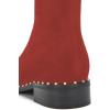 imageFSJ Women Classic Suede Round Toe Block Low Heel Ankle Boots Elastic Flat Booties Pearls Pull On Casual Ladies Shoes Size 415 USRed