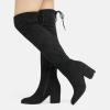 imageFSJ Women Classic Thigh High Boots Over the knee Stretch Block Heel Comfortable Fashion Pointed Toe Western Long Boots Size 415 USBlack