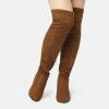 imageFSJ Women Classic Thigh High Boots Over the knee Stretch Block Heel Comfortable Fashion Pointed Toe Western Long Boots Size 415 USBrown