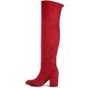 imageFSJ Women Classic Thigh High Boots Over the knee Stretch Block Heel Comfortable Fashion Pointed Toe Western Long Boots Size 415 USRed