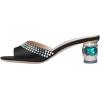 imageFSJ Women Crystal Low Heel Bridal Pumps Slip on Mules Slide Sandals Peep Toe Clogs Dressy Rhinestone Slipper Shoes Size 415 USBlack