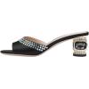 imageFSJ Women Crystal Low Heel Bridal Pumps Slip on Mules Slide Sandals Peep Toe Clogs Dressy Rhinestone Slipper Shoes Size 415 USBlack Heel