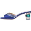 imageFSJ Women Crystal Low Heel Bridal Pumps Slip on Mules Slide Sandals Peep Toe Clogs Dressy Rhinestone Slipper Shoes Size 415 USBlue