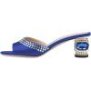 imageFSJ Women Crystal Low Heel Bridal Pumps Slip on Mules Slide Sandals Peep Toe Clogs Dressy Rhinestone Slipper Shoes Size 415 USBlue Heel