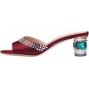 imageFSJ Women Crystal Low Heel Bridal Pumps Slip on Mules Slide Sandals Peep Toe Clogs Dressy Rhinestone Slipper Shoes Size 415 USDark Red