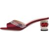 imageFSJ Women Crystal Low Heel Bridal Pumps Slip on Mules Slide Sandals Peep Toe Clogs Dressy Rhinestone Slipper Shoes Size 415 USDark Red Heel