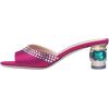 imageFSJ Women Crystal Low Heel Bridal Pumps Slip on Mules Slide Sandals Peep Toe Clogs Dressy Rhinestone Slipper Shoes Size 415 USFuchsia