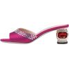 imageFSJ Women Crystal Low Heel Bridal Pumps Slip on Mules Slide Sandals Peep Toe Clogs Dressy Rhinestone Slipper Shoes Size 415 USFuchsia Heel