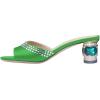 imageFSJ Women Crystal Low Heel Bridal Pumps Slip on Mules Slide Sandals Peep Toe Clogs Dressy Rhinestone Slipper Shoes Size 415 USGreen