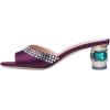 imageFSJ Women Crystal Low Heel Bridal Pumps Slip on Mules Slide Sandals Peep Toe Clogs Dressy Rhinestone Slipper Shoes Size 415 USPurple