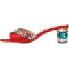 imageFSJ Women Crystal Low Heel Bridal Pumps Slip on Mules Slide Sandals Peep Toe Clogs Dressy Rhinestone Slipper Shoes Size 415 USRed