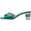 imageFSJ Women Crystal Low Heel Bridal Pumps Slip on Mules Slide Sandals Peep Toe Clogs Dressy Rhinestone Slipper Shoes Size 415 USTeal
