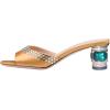 imageFSJ Women Crystal Low Heel Bridal Pumps Slip on Mules Slide Sandals Peep Toe Clogs Dressy Rhinestone Slipper Shoes Size 415 USYellow