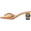 imageFSJ Women Crystal Low Heel Bridal Pumps Slip on Mules Slide Sandals Peep Toe Clogs Dressy Rhinestone Slipper Shoes Size 415 USYellow Heel