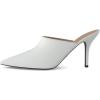 imageFSJ Women Dressy Thin High Heel Slide Sandals Pointed Toe Mules Slip on Loafers Stiletto Pumps Shoes Size 415 USWhite