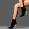 imageFSJ Women Fashion Gold Metal Chain Chunky High Heel Ankle Boots Ferrules Pointed Toe Winter Booties Side Zipper Faux Suede Short Boots 415 M USBlack1