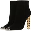 imageFSJ Women Fashion Gold Metal Chain Chunky High Heel Ankle Boots Ferrules Pointed Toe Winter Booties Side Zipper Faux Suede Short Boots 415 M USBlack1