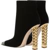 imageFSJ Women Fashion Gold Metal Chain Chunky High Heel Ankle Boots Ferrules Pointed Toe Winter Booties Side Zipper Faux Suede Short Boots 415 M USBlack1