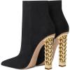 imageFSJ Women Fashion Gold Metal Chain Chunky High Heel Ankle Boots Ferrules Pointed Toe Winter Booties Side Zipper Faux Suede Short Boots 415 M USBlack2