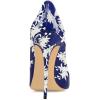 imageFSJ Women Fashion High Heel Pump Stilettos Pointy Toe Evening Party Dress Print Shoes Size 415 USBlue White Flower