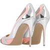 imageFSJ Women Fashion Patchwork Pumps Stiletto High Heels Sexy Fashion Pointed Toe Pump Comfort Slip On Evening Party Bridal Dress Shoes Size 415 USSliver
