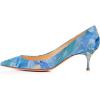 imageFSJ Women Gorgeous Mid High Kitten Heels Pumps with Pointed Toes Shoes for Dress Size 415 USBlue