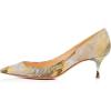 imageFSJ Women Gorgeous Mid High Kitten Heels Pumps with Pointed Toes Shoes for Dress Size 415 USLightyellow