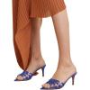 imageFSJ Women High Heel Pointy Open Toe Clog Mules Gladiator Strappy Sandals Slip On Slide Comfort Summer Shoes Size 415 USBlue