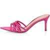 imageFSJ Women High Heel Pointy Open Toe Clog Mules Gladiator Strappy Sandals Slip On Slide Comfort Summer Shoes Size 415 USHot Pink