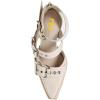 imageFSJ Women Pointed Toe Metal Buckle Hollow Out Leather Strappy Medium Thick Wedge Stacked Heel Sandal Zipper Western Fashion Pumps Shoes Size 416 USBeige