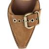 imageFSJ Women Pointed Toe Metal Buckle Hollow Out Leather Strappy Medium Thick Wedge Stacked Heel Sandal Zipper Western Fashion Pumps Shoes Size 416 USCamel