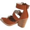 imageFSJ Women Pointed Toe Metal Buckle Hollow Out Leather Strappy Medium Thick Wedge Stacked Heel Sandal Zipper Western Fashion Pumps Shoes Size 416 USOrangebrown