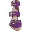 imageFSJ Women Pointed Toe Metal Buckle Hollow Out Leather Strappy Medium Thick Wedge Stacked Heel Sandal Zipper Western Fashion Pumps Shoes Size 416 USPurple
