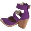imageFSJ Women Pointed Toe Metal Buckle Hollow Out Leather Strappy Medium Thick Wedge Stacked Heel Sandal Zipper Western Fashion Pumps Shoes Size 416 USPurple