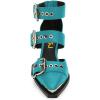 imageFSJ Women Pointed Toe Metal Buckle Hollow Out Leather Strappy Medium Thick Wedge Stacked Heel Sandal Zipper Western Fashion Pumps Shoes Size 416 USTeal