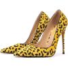 imageFSJ Women Sexy Leopard Printed Dress Shoes Pointy Toe High Heels Stilettos Pumps Shoe Size 415 USYellow Leopart