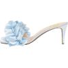 imageFSJ Women Stilettos Heels Open Toe Comfort Low Kitten Heel Slides Cute Multi Frilly Slip On Mules Sandals Evening Party Prom Dance Shoes Size 415 USBlue