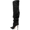 imageFSJ Women Stretchy Slouch Thigh High Boots Pointed Toe High Heel Pull On Elegant Party Evening Dress Ladies Shoes Size 415 USBlack