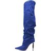 imageFSJ Women Stretchy Slouch Thigh High Boots Pointed Toe High Heel Pull On Elegant Party Evening Dress Ladies Shoes Size 415 USBlue