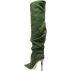 imageFSJ Women Stretchy Slouch Thigh High Boots Pointed Toe High Heel Pull On Elegant Party Evening Dress Ladies Shoes Size 415 USGreen