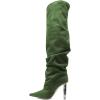 imageFSJ Women Stretchy Slouch Thigh High Boots Pointed Toe High Heel Pull On Elegant Party Evening Dress Ladies Shoes Size 415 USGreen