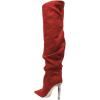 imageFSJ Women Stretchy Slouch Thigh High Boots Pointed Toe High Heel Pull On Elegant Party Evening Dress Ladies Shoes Size 415 USRed